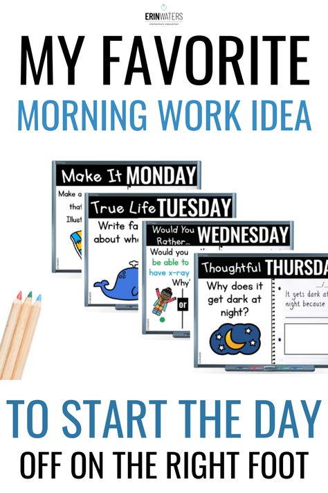 Are you looking for a way to make your life a little easier in your classroom in the morning? Check out this blog for my favorite easy morning work that you can do with your elementary students. I love to include morning journal prompts to get your day started off on the right foot. You can check out my journal prompts here for kindergarten, first grade, and 2nd/3rd grade. Your students can start off with these independent writing activities while you organize your classroom. Morning Work Writing Prompts, First Grade Journal, 2nd Grade Writing Curriculum, 1st Grade Morning Routine, Morning Work For 3rd Grade, 3rd Grade Morning Work Ideas, Grade 2 Morning Work, Morning Work For Second Grade, 2nd Grade Journal Prompts