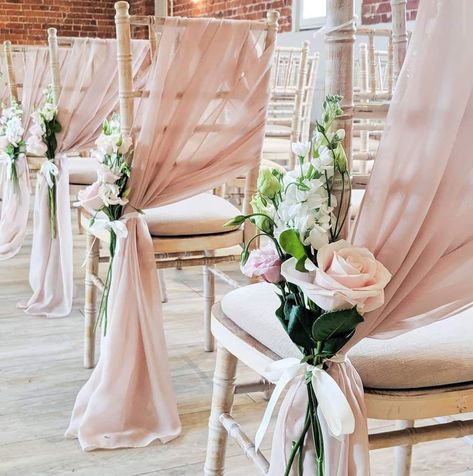 Wedding Chair Sashes, Wedding Isles, Ceremony Chairs, Wedding Chair Decorations, Aisle Flowers, Wedding Aisle Decorations, Wedding Venue Decorations, Chair Sashes, Pink Chair