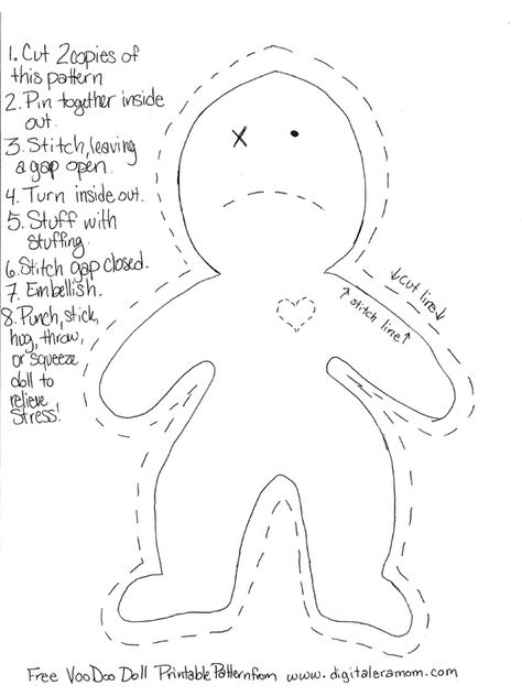 Free Printable Voodoo Doll Pattern Damnit Doll, Diy Voodoo Dolls, Dammit Doll, Doll Patterns Free, Bumbo, Worry Dolls, Rag Doll Pattern, Ugly Dolls, Voodoo Doll