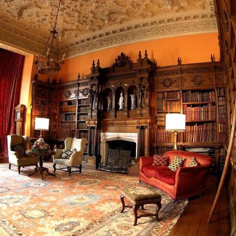 I wish my library looked like this one at Arley Hall in England Victorian Home Library, Arley Hall, Victorian Library, Library Study Room, Victorian Interiors, Architecture Model Making, Home Libraries, Victorian Decor, National Trust