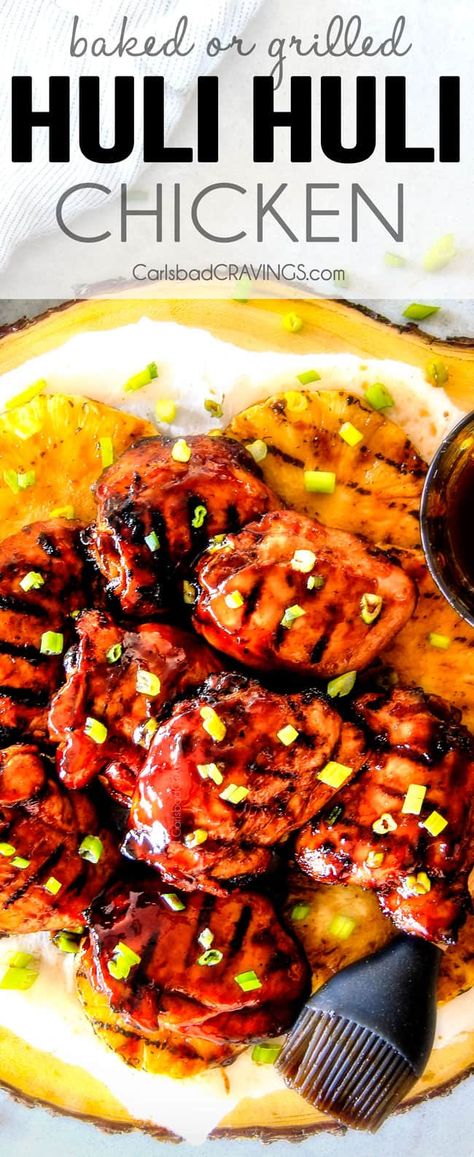 BEST EVER Huli Huli Chicken (Baked OR Grilled!) - Carlsbad Cravings Baked Huli Huli Chicken, Huli Huli Chicken Recipe, Hawaiian Chicken Recipes, Huli Chicken, Huli Huli, Huli Huli Chicken, Chicken Baked, Carlsbad Cravings, Hawaii Food