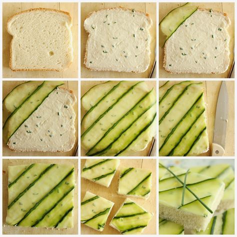 Diy Sandwich, Cucumber Tea, Baking With Blondie, Bridgerton Theme, Cucumber Tea Sandwiches, Tea Party Sandwiches, Tea Sandwiches Recipes, Tea Boxes, English Tea Party