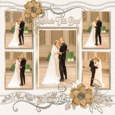 First Dance Scrapbook Layout, Engagement Scrapbook Layouts, Wedding Layouts Scrapbooking, Wedding Scrapbook Ideas, Bible Scrapbooking, Sept Wedding, Dog Scrapbook Layouts, Scrapbook Making, Wedding Layouts