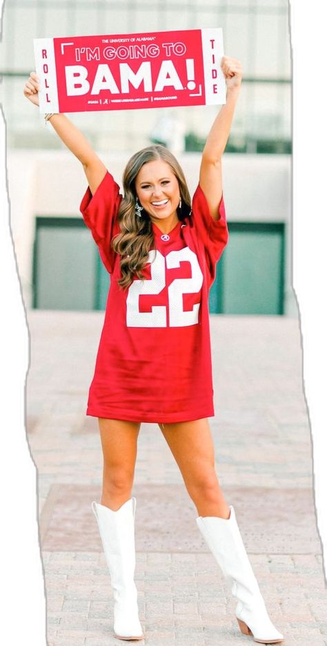 Alabama Senior Pictures, College Announcement Ideas Senior Pictures, Senior Pictures With Jerseys Hanging, Ole Miss Senior Pictures, Senior Photos College Shirt, Senior Pics With College Shirt, Senior Pics College Shirt, Senior Pictures College Shirt, College Tshirt Photoshoot