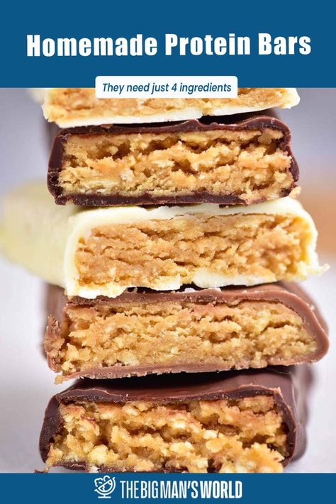 These homemade protein bars are made with wholesome ingredients and naturally sweetened- they need just 4 ingredients! I love how each bar has over 21 grams of protein each! Sugar Free Protein Bars, Mediterranean Low Carb, Diy Protein Bars, Soccer Snacks, Whole30 Snacks, Stay Full Longer, Keto Protein Bars, Homemade Protein Bars, Vegetarian Keto Recipes