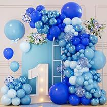 Baby Shower Ballons, Background Family, Ocean Theme Party, Balloon Arch Kit, Blue Confetti, Balloon Chain, Party Wall, Metallic Balloons, Birthday Balloon Decorations