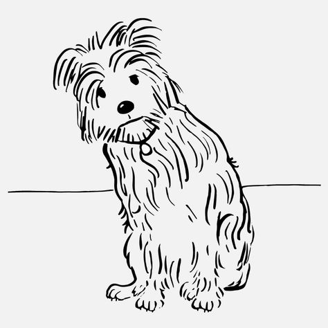 Scruffy Dog Illustration, Scruffy Dog Drawing, Dog Line Illustration, Line Drawing Dog, Dog Drawing Simple, Dog Line Drawing, Scruffy Dogs, Animal Sketch, Christmas Drawings