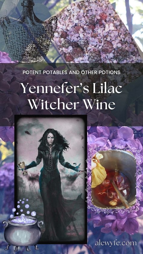 This homemade lilac wine recipe is inspired by the Witcher series. When you concoct this potent potion, for a moment, you could be a budding (yes that’s a flower pun, deal with it) adept studying & stirring away at the Aretuza academy...   But you don’t have to be an actual witch (or even an avid gamer or fantasy fan) to make this delicate floral & berry wine (although it certainly can’t hurt)... You can brew a bit of magic in your own kitchen!    #homebrew #witchesbrew #magick #diy #winemaking Witchy Recipes, Flower Puns, Netflix Adaptation, Lilac Wine, The Witcher Series, Wine Ingredients, Witcher Series, Food Foraging, Wine Yeast