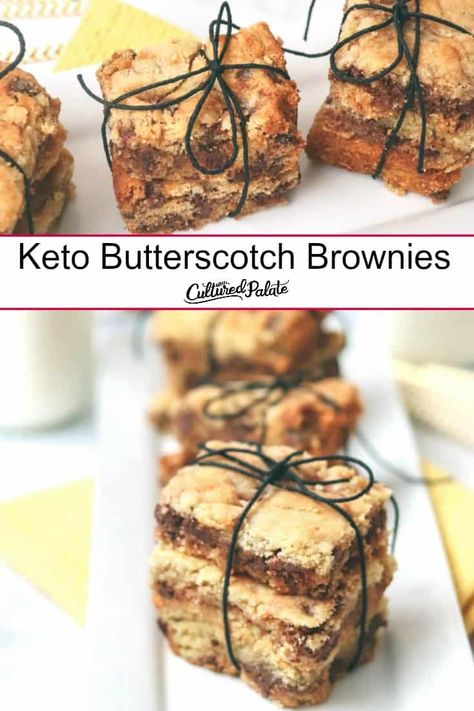 Keto Butterscotch, Keto Mug Brownie, Healthy Brownie Recipes, Butterscotch Brownies, Thm Sweets, Butterscotch Bars, Desert Bars, Mug Brownie, Healthy Brownie