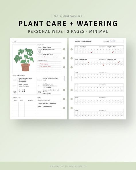 Plant Planner Printable Personal Wide, Houseplant Planner Garden Journal Diary, Plant Watering Schedule Log, Indoor Plant Care Tracker mealplannerprintable #mealplannerД±nsert. Plant Care Planner, Garden Tracker Bullet Journal, Plant Diary Template, Plant Care Template, Plant Care Chart, Plant Journal Ideas, Cottagecore Planner, Plant Watering Tracker, Plant Journal Template