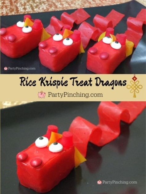 Year Of The Dragon Food Ideas, Lunar New Year Food For Kids, Lunar New Year Snacks For Kids, Fairytale Snacks For Kids, Mulan Desserts, Dragon Shaped Food, Chinese New Year Food For Kids, Dragon Dessert Ideas, Chinese New Year Snacks For Kids