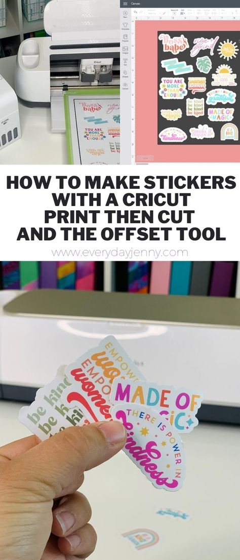 Printing Stickers With Cricut, Vinyl Stickers With Cricut, How To Cricut Vinyl Tutorials, Print To Cut Cricut, Crafts Made With Cricut, Offset On Cricut, How To Make Printable Stickers, Vinyl Stickers Diy, Making Vinyl Stickers With Cricut