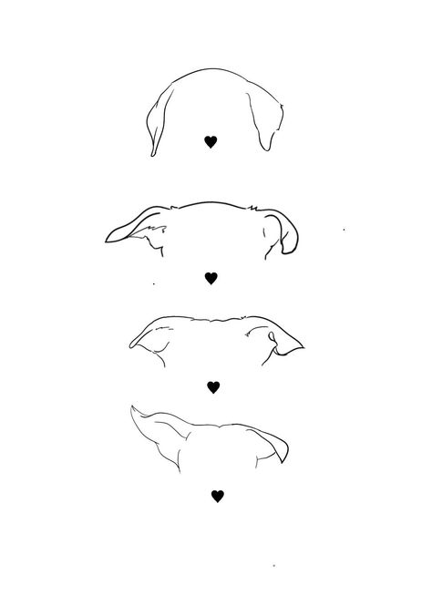 Dog Outlines Tattoos, Outline Of Dog Tattoo Ears And Nose, Tattoo Dog Minimalist, Pet Outline Tattoo, Dog Nose Tattoo, Dog Tattoo Ideas Minimalist, Dog Tags Tattoo, Dog Ear Tattoo, Dog Ear Outline