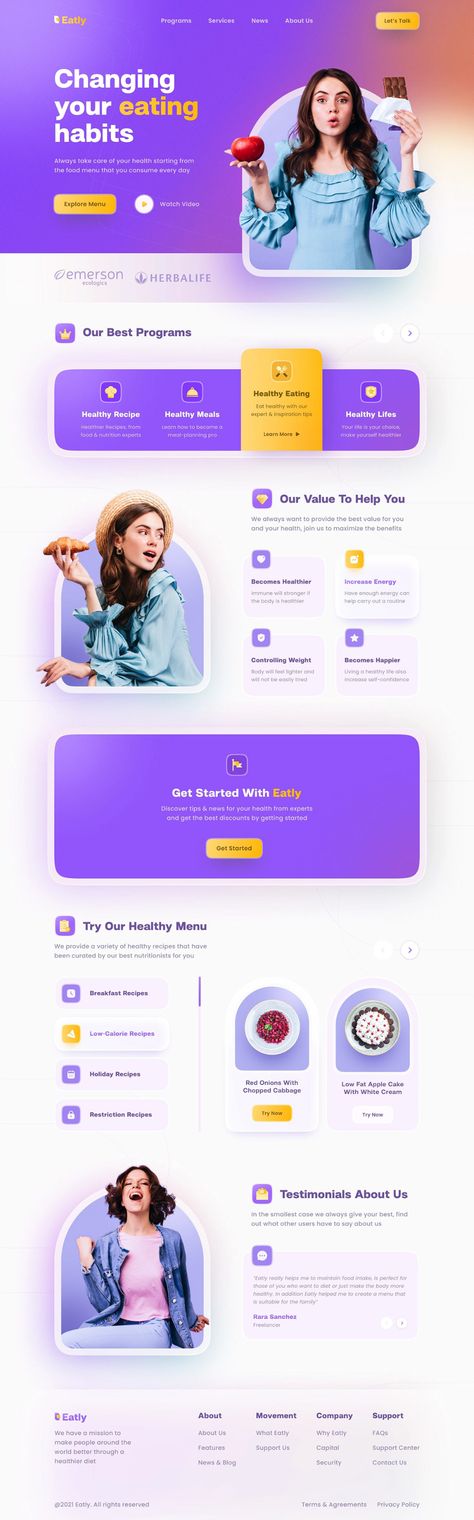 Eatly Landing Page design on Behance Layout Web, Design Sites, Best Landing Page Design, Landing Page Inspiration, Best Landing Pages, Webdesign Inspiration, Ui Design Website, Modern Web Design, Ux Design Inspiration