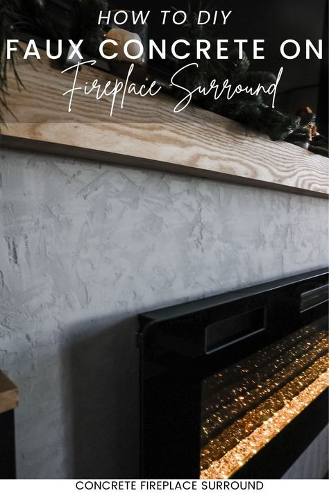 Use Clay Paint to DIY Roman Fireplace Surround. Discover the art of crafting a stylish and contemporary fireplace wall using clay paint. Elevate your space with the elegance of faux concrete, bringing a touch of sophistication to your home. Click to explore the step-by-step guide and embark on a fireplace facelift that adds flair to your living area. #ConcreteFireplaceSurround #DIYFireplace #ClayWallDesign #HomeMakeover Diy Fireplace Wall Makeover, Roman Clay Wall Finish, Stained Concrete Fireplace Hearth, Tiles For Fireplace Wall, Faux Concrete Fireplace Diy, Update Gas Fireplace Surround, Faux Brick Fireplace Diy, Diy Roman Clay Fireplace, Concrete Hearth Fireplace