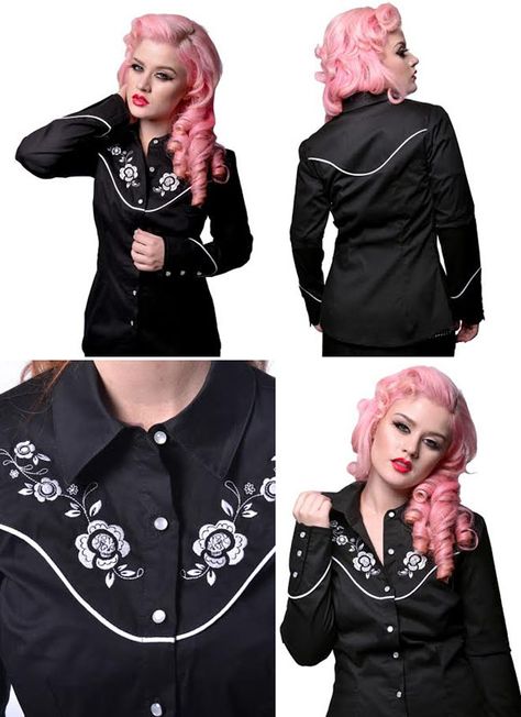 Western Girls, Rockabilly Shirts, Rockabilly Hair, Rockabilly Outfits, Western Girl, Rockabilly Fashion, Punk Outfits, Button Up Long Sleeve, Fashion Victim