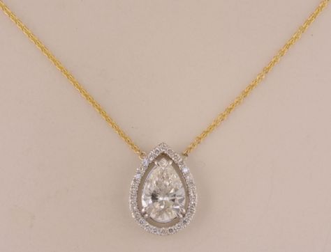 "Floating" pear shape diamond necklace Pear Shaped Diamond Necklace, Diamond Pendant Jewelry, Fine Gold Necklace, Pear Shaped Pendant, Engagement And Wedding Rings, Diamond Heart Pendant Necklace, Diamond Necklaces, Pearl Jewelry Necklace, Diamond Jewelry Designs