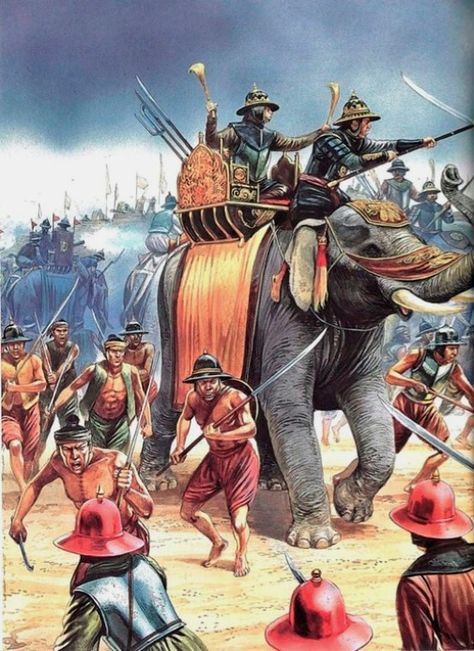 Dennis, Peter (b,1950)- Burmese Toungoo Kingdom Besieges Ayutthaya- Capital, Siamese State, 1549 Ancient Carthage, Punic Wars, Myanmar Art, Vietnam Art, Rome Antique, Ancient Warfare, Egypt History, Roman History, Thai Art