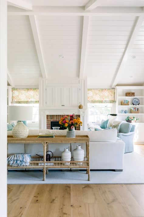 Grandmother Interior Design, Coastal Grandmother Interior, Nantucket Interior, Beach Exterior, Family Room Playroom, Future Interior Design, Blue And White Coastal, New England Cottage, England Cottage