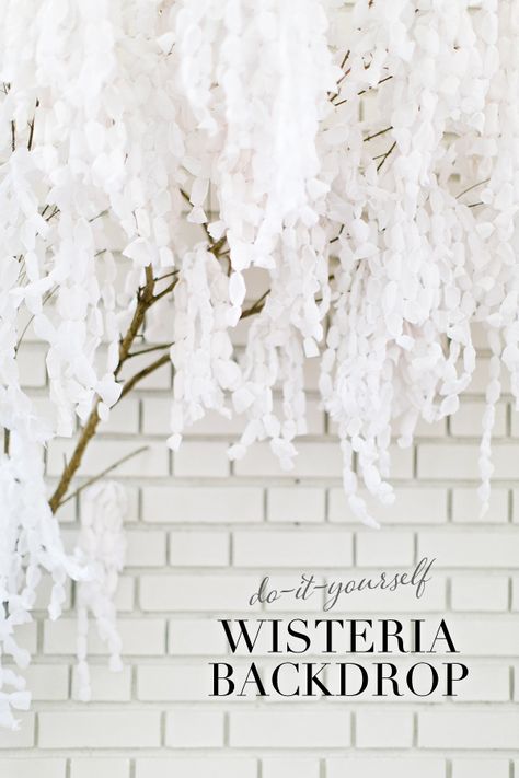 DIY Paper Wisteria Backdrop http://ruffledblog.com/diy-paper-wisteria-backdrop Wisteria Backdrop, Paper Wisteria, Wedding 101, Fleurs Diy, Crepe Paper Flowers, Diy Backdrop, Paper Flowers Diy, Table Ideas, Crepe Paper