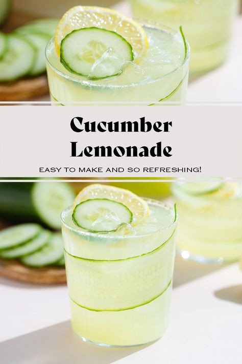 Cucumber Drinks, Cucumber Agua Fresca, Classic Lemonade, Melon Lemonade, Lemon Juice Recipes, Cucumber Drink, Cucumber Lemonade, Picnic Date Food, Yummy Cocktails