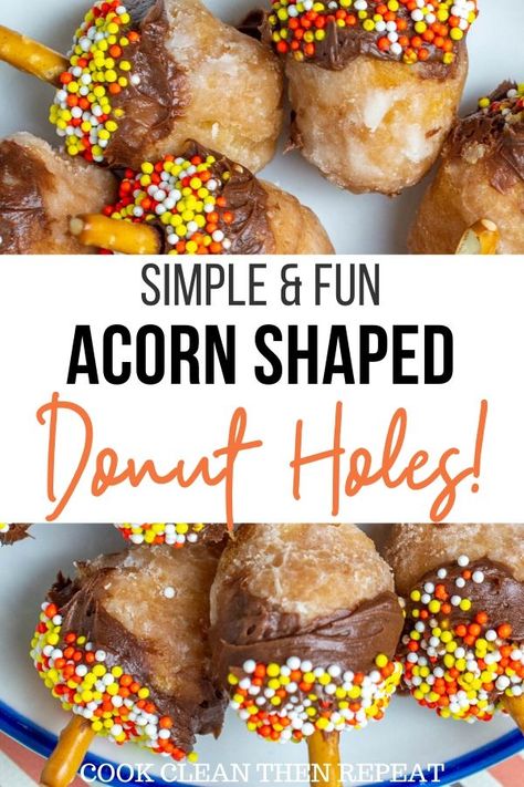 Donut Holes Recipe, Cute Thanksgiving Desserts, Donut Hole Recipe, Thanksgiving Desserts Table, 4 Ingredient Recipes, Thanksgiving Desserts Easy, Donut Holes, Easy No Bake Desserts, Delicious Donuts