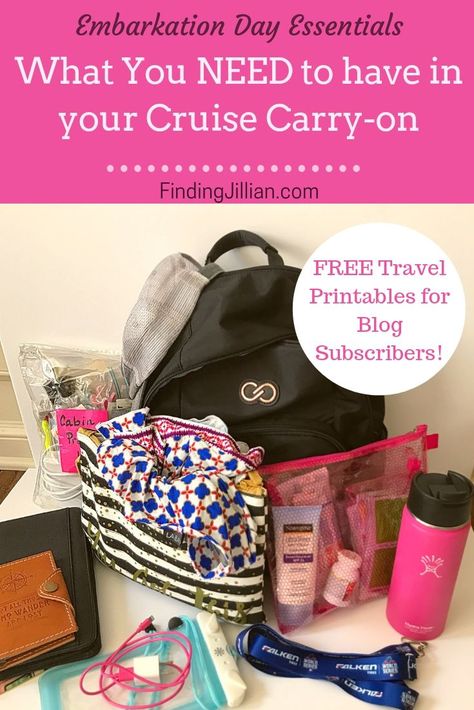 Everything you need to know about cruise embarkation day and what you need to have with you! #cruise #cruiseprep #cruisepacking #cruisetips #findingjillian Cruise Vacation Outfits, Caribbean Cruise Packing, Embarkation Day, Bag Must Haves, Carnival Cruise Tips, Cruise Packing Tips, Disney Cruise Vacation, Travel Printables, Cruise Essentials