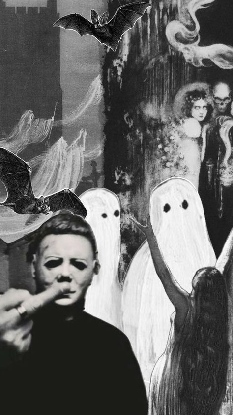 Creepy Collage Art, Scary Collage, Old Halloween Aesthetic, Creepy Collage, Halloween Collage Wallpaper, Spooky Collage, Horror Collage, Lash Aesthetic, Collage Items