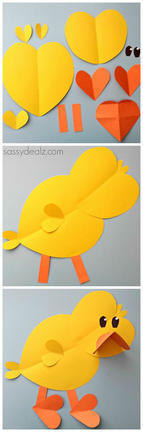 Chick Craft For Kids made out of paper hearts #DIY #Easter art project #Valentines heart shape animal | CraftyMorning.com Chick Craft, Easter Art Project, Saint Valentin Diy, Valentines Bricolage, Valentine's Day Crafts For Kids, Daycare Crafts, Easter Art, Classroom Crafts, Crafts For Kids To Make