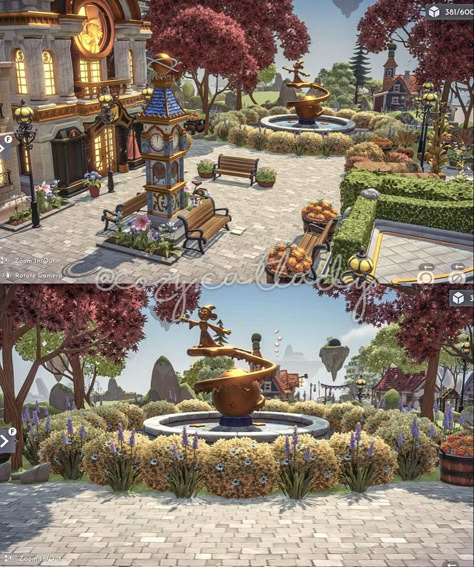 Disney Dreamlight Valley Ideas Fountain, Disney Dreamlight Valley Carnival Ideas, Dreamlight Valley Yard Ideas, Ddlv Toontown, Ddlv Inspiration Theme Park, Disney Dream Light Valley Plaza, Disney Dreamlight Valley Scrooge Shop, Dreamlight Valley Design Ideas Meadow, Disney Dreamlight Valley Ideas Forest