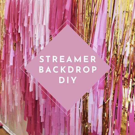 DIY Streamer Backdrop | Megan Picazo Events. This streamer backdrop is simple to make and you only need 3 materials to make it. Click the link to find out how! Purple Streamer Backdrop, Plastic Streamer Backdrop Diy, Diy Streamer Backdrop With Balloons, Selfie Wall Ideas Photo Backdrops Diy, Layered Streamer Backdrop, Crepe Paper Photo Backdrop, Fringe Background Diy, Easy Photo Backdrop Ideas, Diy Tinsel Backdrop