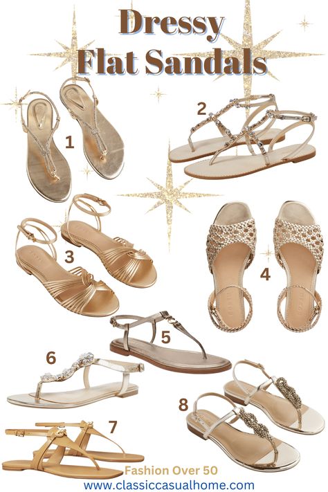 Fave Chic Comfort Shoes: Dressy Flat Sandals And More | Classic Casual Home Dressy Flat Sandals, Lawn Wedding, Fitflop Sandals, Leather Ballet Shoes, Dressy Flats, Dressy Sandals, Luxury Gifts For Her, Gold Flats, Casual Home