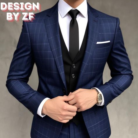 Men Suits Blue, Blue Plaid Suit, Suits Party Wear, Suit Groom, Formal Fashion, Groom And Groomsmen Attire, Stylish Suit, Technology Wallpaper, Plaid Suit