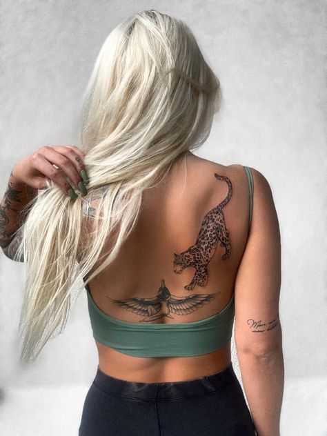 Leaping Tiger Tattoo, Tiger On Back Tattoo, Tiger Tattoo Back Woman, Back Tattoo Women Tiger, Tiger Back Tattoo Woman, Tiger Tattoo For Women Back, Tiger Spine Tattoo, Tiger Tattoo On Back, Tiger Tattoo On Shoulder