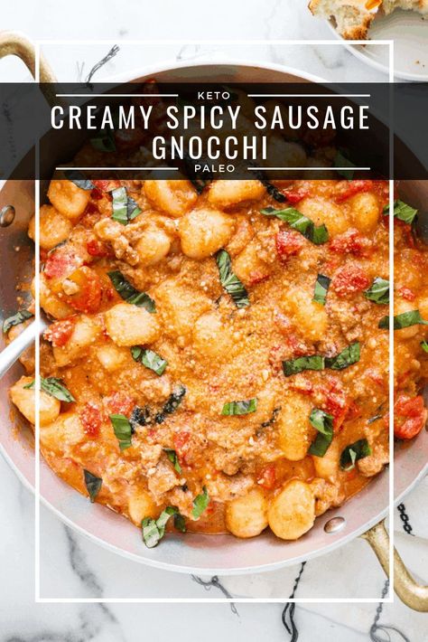 Spicy Sausage Gnocchi, Spicy Sausage Recipes, Sausage Gnocchi, Gnocchi Dishes, Italian Sausage Recipes, Recipe Beef, Hot Sausage, One Skillet, Recipes Sweet