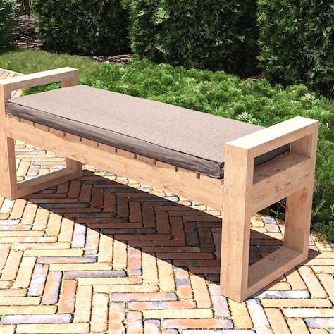 Diy Patio Bench, Outdoor Bench Plans, Diy Patio Ideas, Wood Bench Plans, 2x4 Lumber, Bbq Stand, Simple Bench, Workbench Plan, Diy Bank