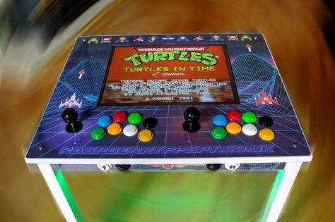 Build a retro arcade table out of an Ikea table and a RBpi. Pi Arcade, Game Corner, Retro Pi, List Of Hobbies, Diy Arcade Cabinet, Dell Monitor, Diy Arcade, Arcade Table, Arcade Retro