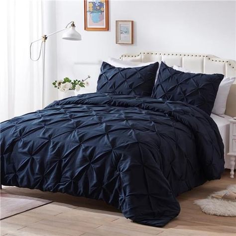 NexHome Twin Comforter Set Pintuck Black Comforter Set Soft Pinch Pleat Microfib Navy Blue Comforter, Pintuck Bedding, Pintuck Comforter, Black Comforter Sets, Black Comforter, Bedroom Aesthetics, Blue Comforter Sets, Blue Comforter, Twin Comforter Sets