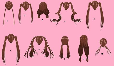 Pigtails Curly Anime Hair, How To Draw Curls, Curly Anime, How To Draw Braids, Tail Hairstyle, Hairstyles Drawing, Chibi Hair, Drawing Hair Tutorial, Cute Buns