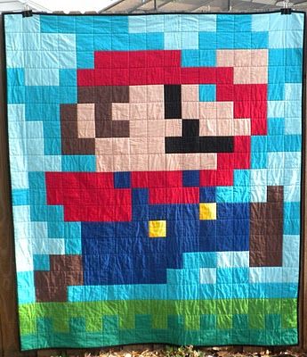 I know a few someones who would really love to have this. Mario Quilt Pattern, Mario Quilt, Pixel Quilting, Kid Quilts, Native Beading Patterns, To My Friend, Star Quilt Patterns, Pixel Pattern, Boy Quilts