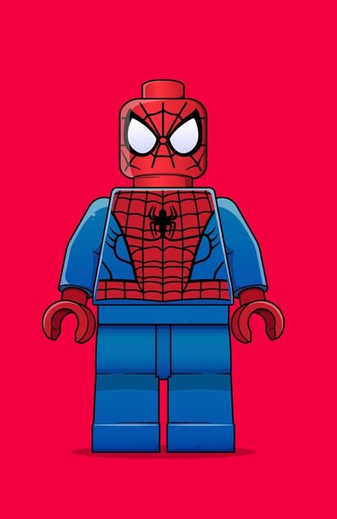 Spider Man Art Easy, Lego Person Drawing, Lego Spiderman Tattoo, How To Draw Lego Spiderman, Lego Spider Man Drawing, Lego Painting Ideas, Lego Drawing Ideas, Lego Spiderman Wallpaper, Lego Figure Drawing