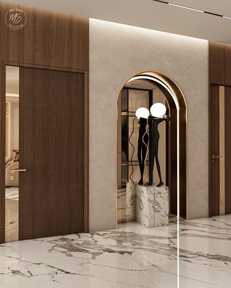 New Classic Villa Interior Design, Company Reception Design, Enterance Idea Modern, Wall Niche Entryway, Classic Lobby Design, Reception Lobby Design, Luxury Foyer Entrance, Wedding Entrance Decoration, Entrance Decoration Ideas