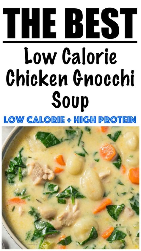 Healthy Chicken Gnocchi Soup Recipe Healthy Chicken Gnocchi Soup, Healthy Chicken Gnocchi, Chicken Gnocchi Soup Crockpot, Olive Garden Gnocchi Soup, Protein Soup Recipes, Chicken And Gnocchi Soup, Low Calorie Soup Recipe, Chicken And Gnocchi, Chicken Gnocchi Soup Recipe