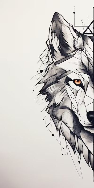 Wolf Spirit Animal Art, Minimal Line Art Tattoo, Wolf Line Art, Geometric Wolf Tattoo, Floral Mandala Tattoo, Wanderlust Tattoo, Mandala Tattoo Sleeve, Line Tattoo Ideas, Astrology Tattoo