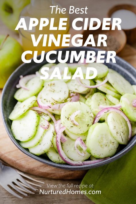 The Best Apple Cider Vinegar Cucumber Salad Ever (ermahgerd!) - Nurtured Homes Vinegar Cucumber Salad, Best Apple Cider Vinegar, Best Apple Cider, Vinegar Cucumbers, Raw Apple Cider Vinegar, Cold Sores Remedies, Skin Natural Remedies, Natural Sleep Remedies, Natural Cold Remedies