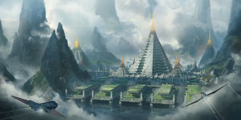 ArtStation - CGCup - Campo pequeño de ambiente maya futurista, Leon Tukker Sci Fi City, Sci Fi Environment, Neo Geo, Paintings And Drawings, Fantasy City, Fantasy Setting, Fantasy Places, Futuristic City, Fantasy Art Landscapes