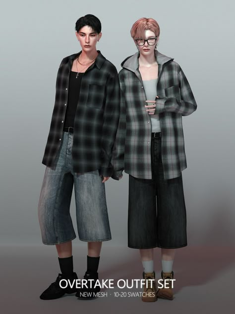 Overtake Outfit Set | Patreon Sims 4 Cc Goth, Sims 4 Men Clothing, Ts4 Clothes, Sims 4 Male Clothes, Sims 4 Clothes Cc, Cc Packs, Ts4 Mods, Skater Outfits, Sims 4 Cas Mods