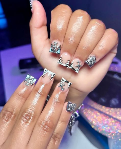 Nail Cam, Duck Nails, Hard Nails, Diy Acrylic Nails, Different Nail Designs, Zebra Design, Colored Acrylic Nails, Girly Acrylic Nails, Short Square Acrylic Nails