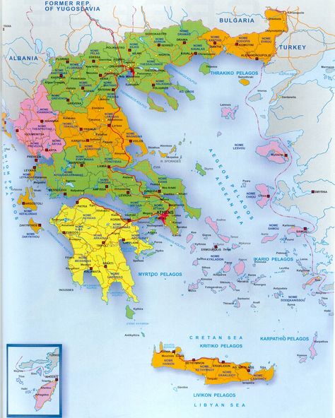 A Map of GREECE and the GREEK  ISLANDS. Greek Islands Map, Map Of Greece, Greek Vacation, Greece Map, Greek Isles, Greece Travel Guide, Greece Vacation, Island Map, Visiting Greece