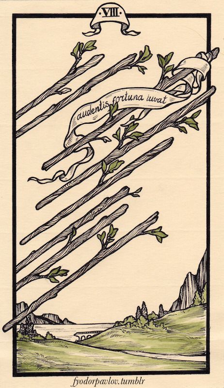 8 of wands - Fyodor Pavlov Fyodor Pavlov Tarot, 8 Of Wands, Fyodor Pavlov, Eight Of Wands, Tarot Tattoo, Wands Tarot, 78 Tarot Cards, Occult Symbols, Online Tarot